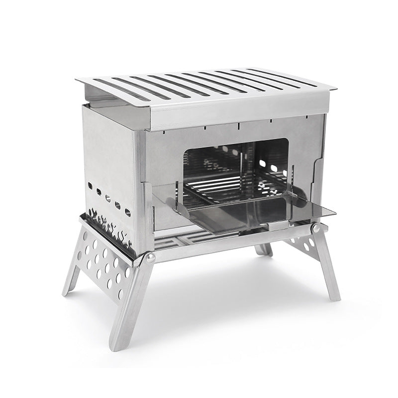 Portable Stainless Steel Camping Grill and Fire Pit