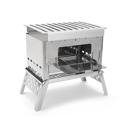 Portable Stainless Steel Camping Grill and Fire Pit