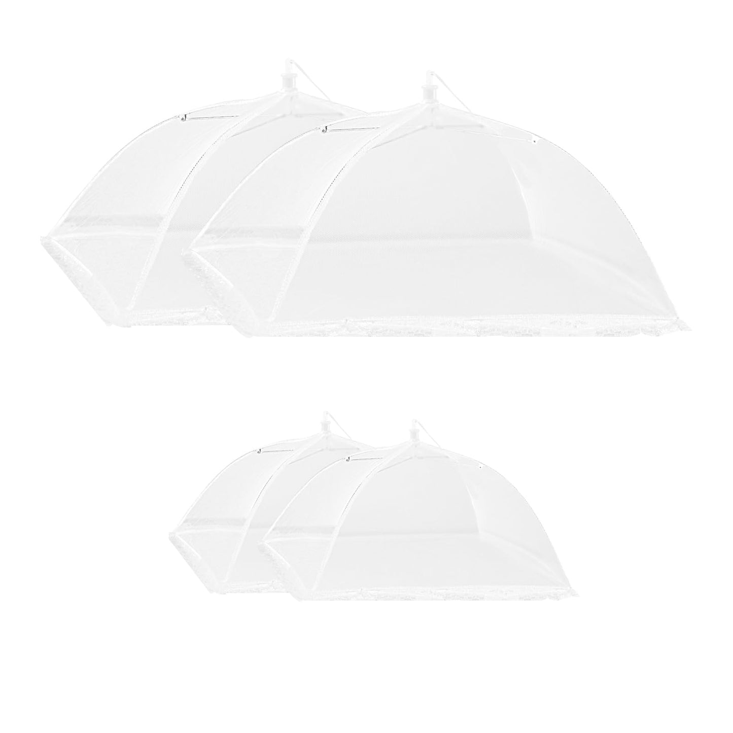 Fafish 4 Pack Pop-Up Mesh Food Covers Tent Umbrella2 * 17 Inches and 2 * 12 InchesCollapsible and Reusablefor Screen TentsOutdoor Camping Picnics PartiesBBQ (White)