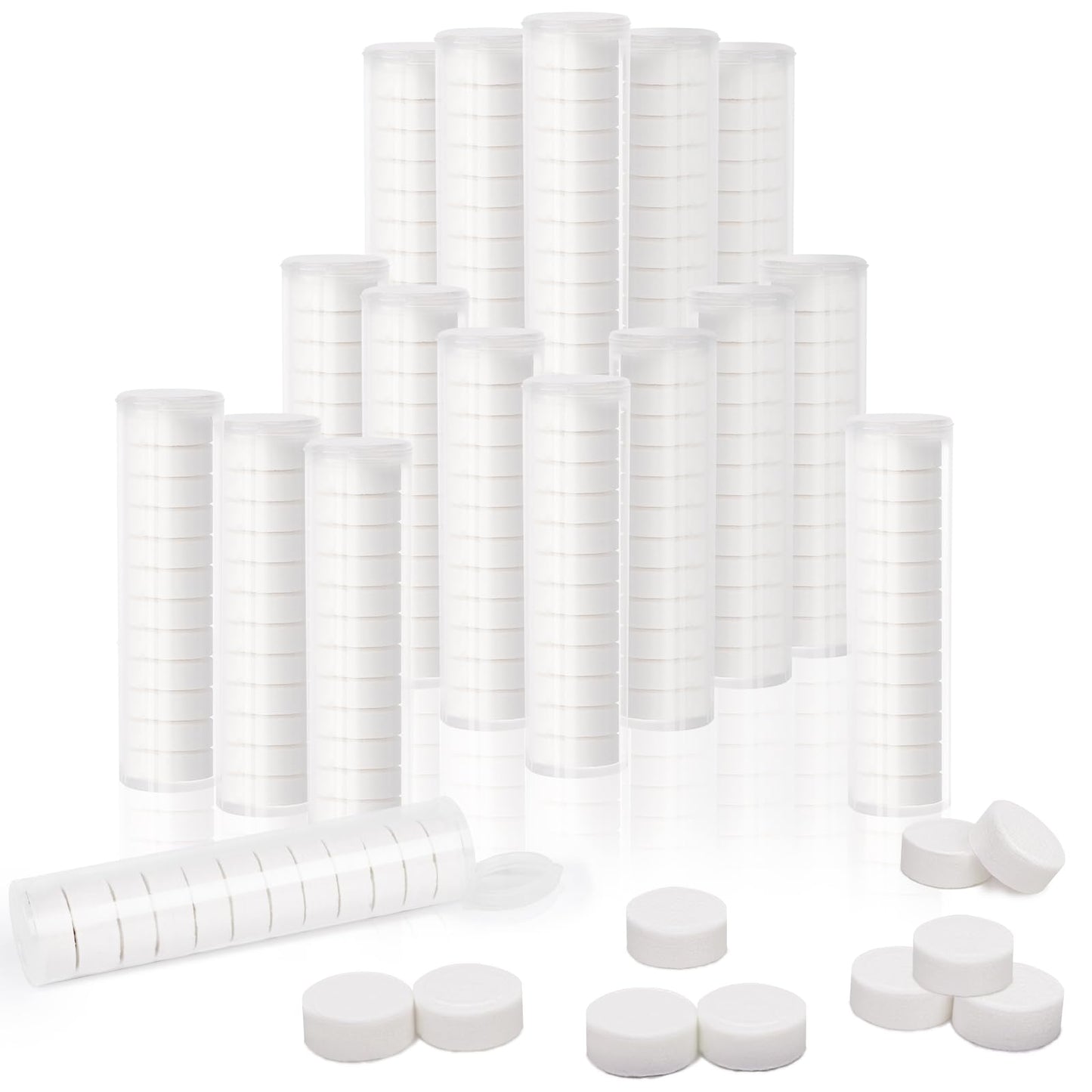 LOVEINUSA Compressed Towel Tablets 500PCS Compressed Towels Portable Towels with 10 Tube Containers Camping Wipes for Camping Hiking Home and Outdoor Activities